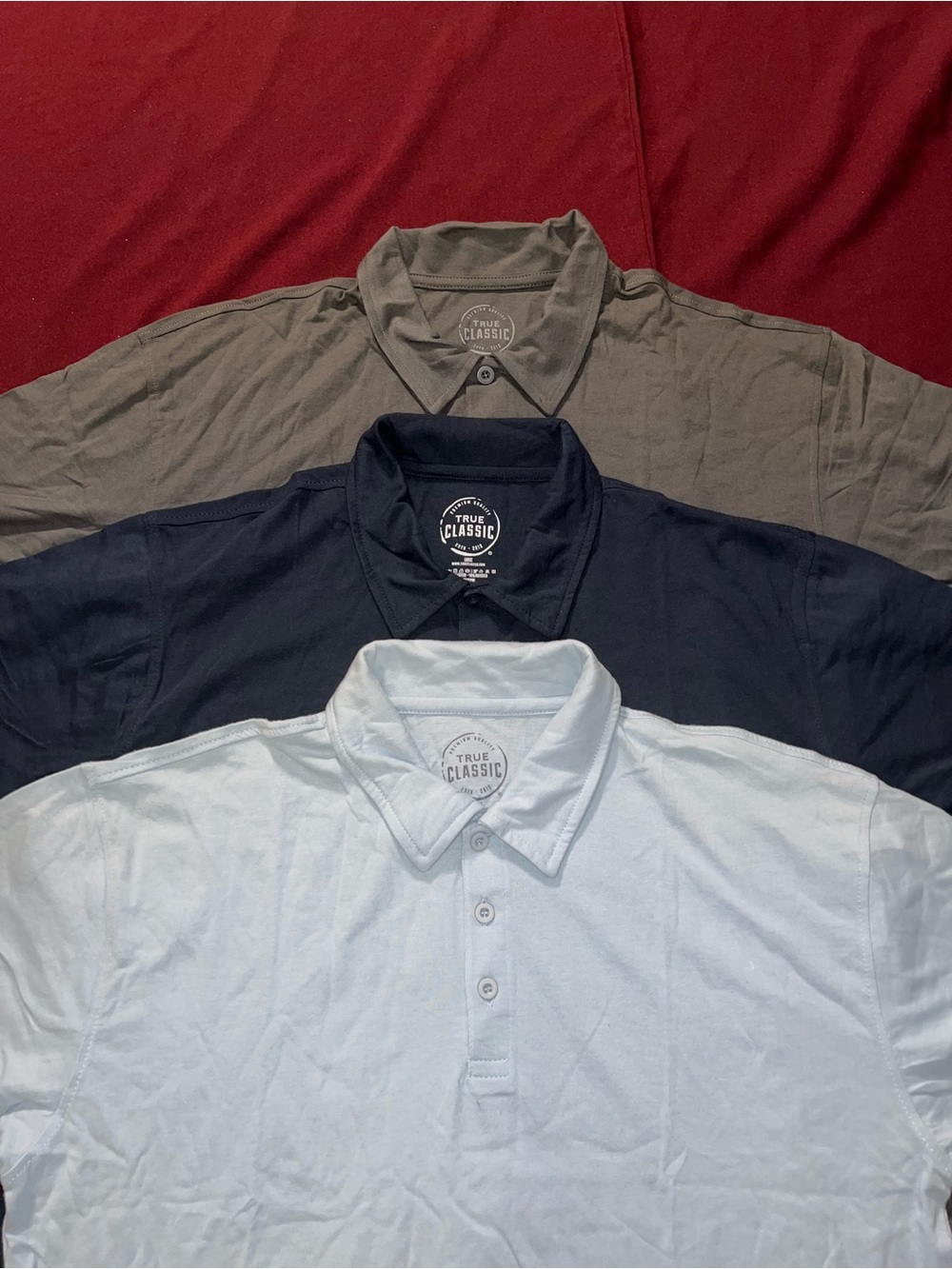 True Classic Polo Shirt - Light Blue, Navy, Gray (3-Pack) size Large